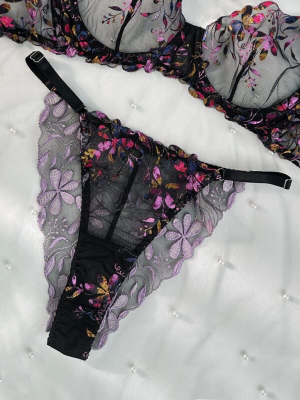 Midnight Blossom Lace Embroidered Lingerie Set - Image 13