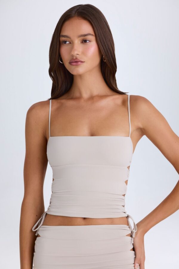 Ruched Cut-Out Top in Taupe - Image 6