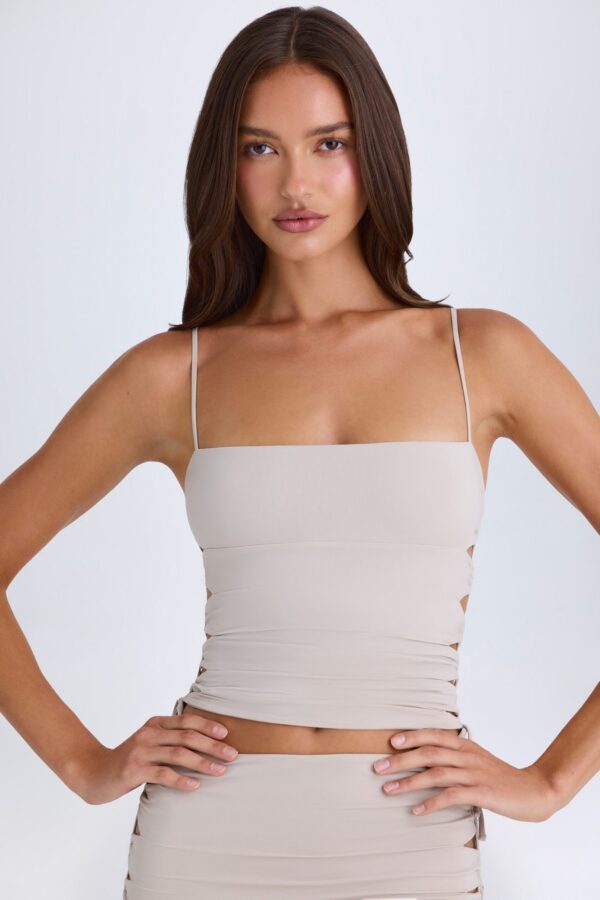 Ruched Cut-Out Top in Taupe - Image 7
