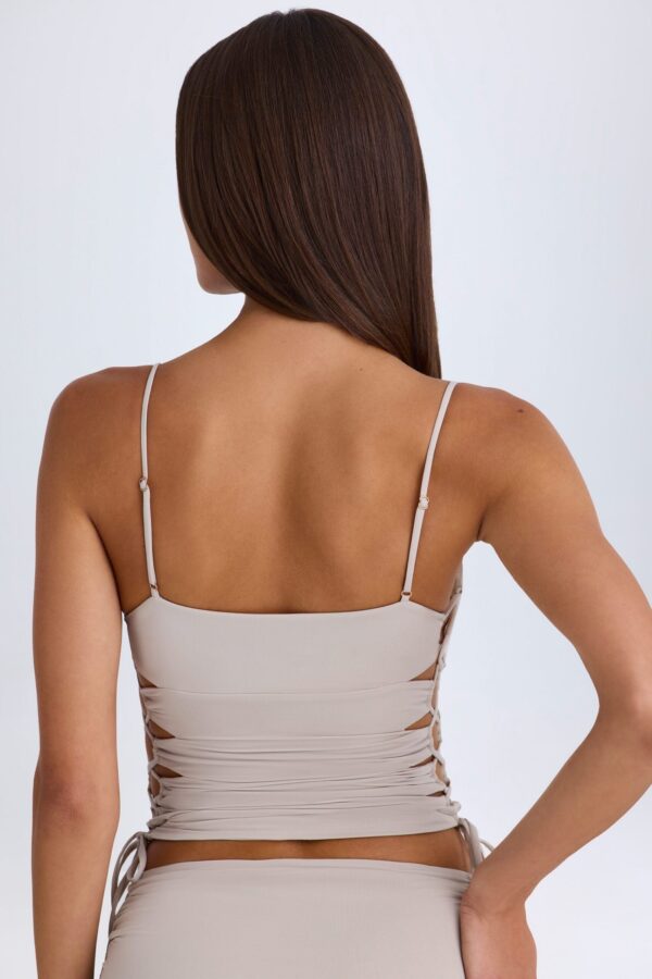 Ruched Cut-Out Top in Taupe - Image 3