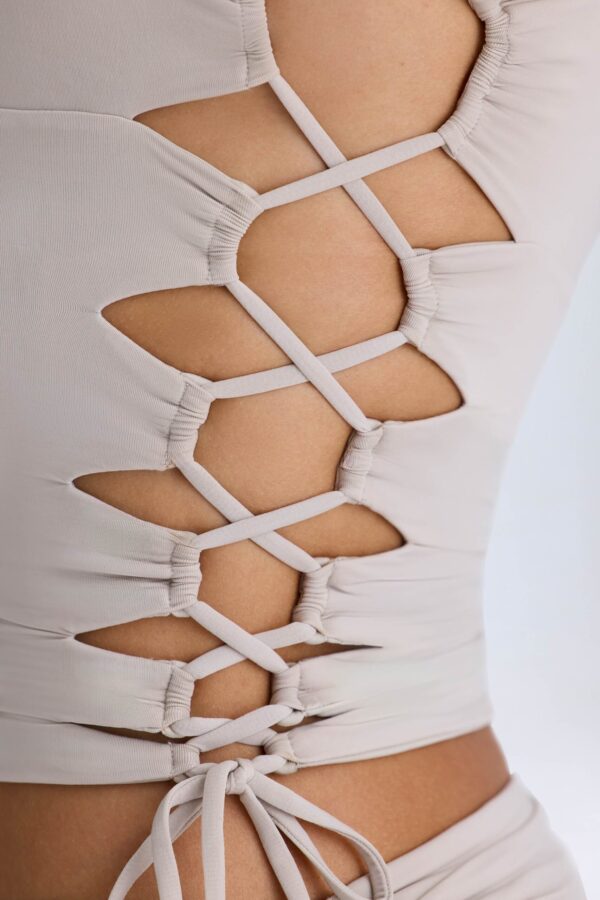 Ruched Cut-Out Top in Taupe - Image 5