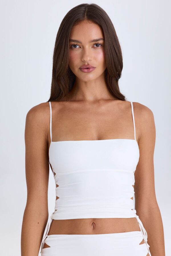 Ruched Cut-Out Top in White - Image 6