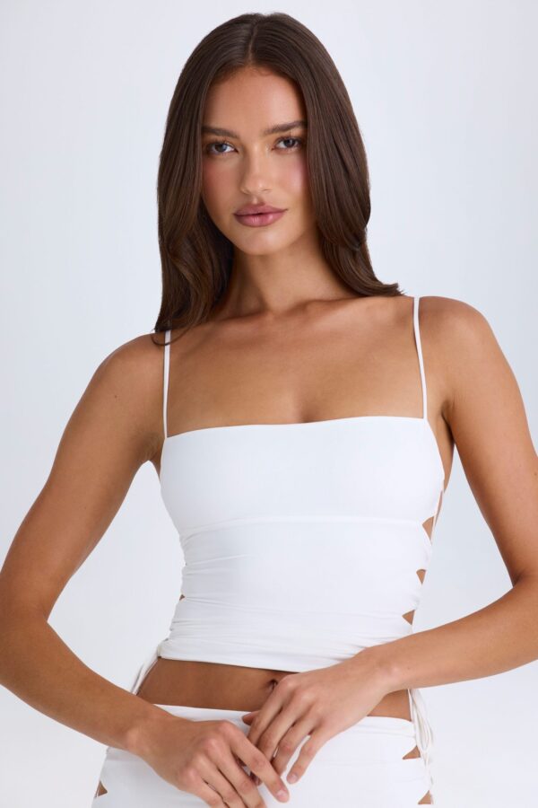 Ruched Cut-Out Top in White - Image 7