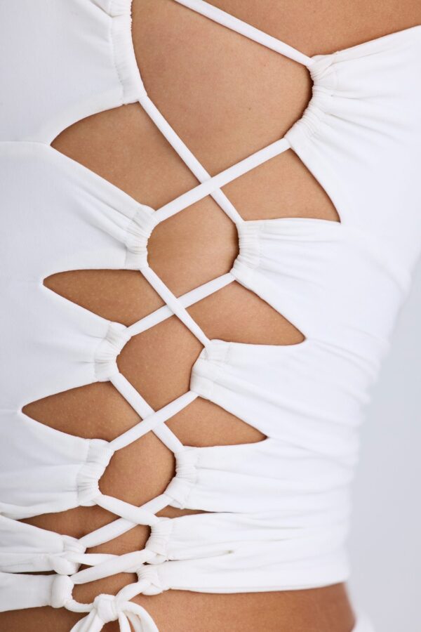 Ruched Cut-Out Top in White - Image 5