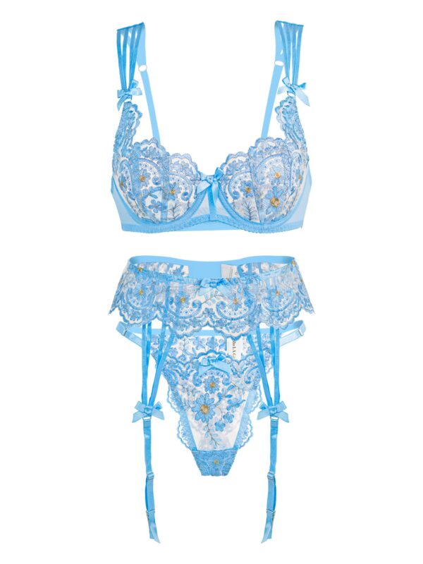 Azure Blossom Embroidery Lingerie Set - Image 2