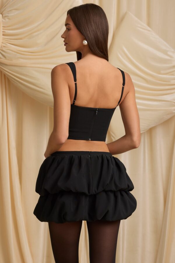 Layered Bubble Hem Mid-Rise Mini Skirt in Black - Image 3