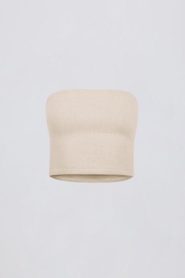 Brushed Jersey Bandeau Top in Ecru - Image 2