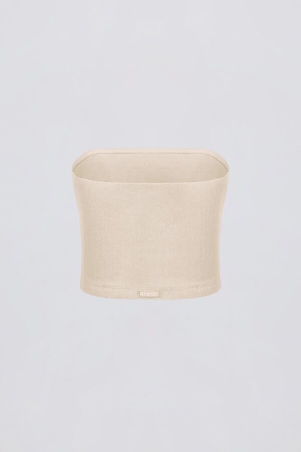 Brushed Jersey Bandeau Top in Ecru - Image 3
