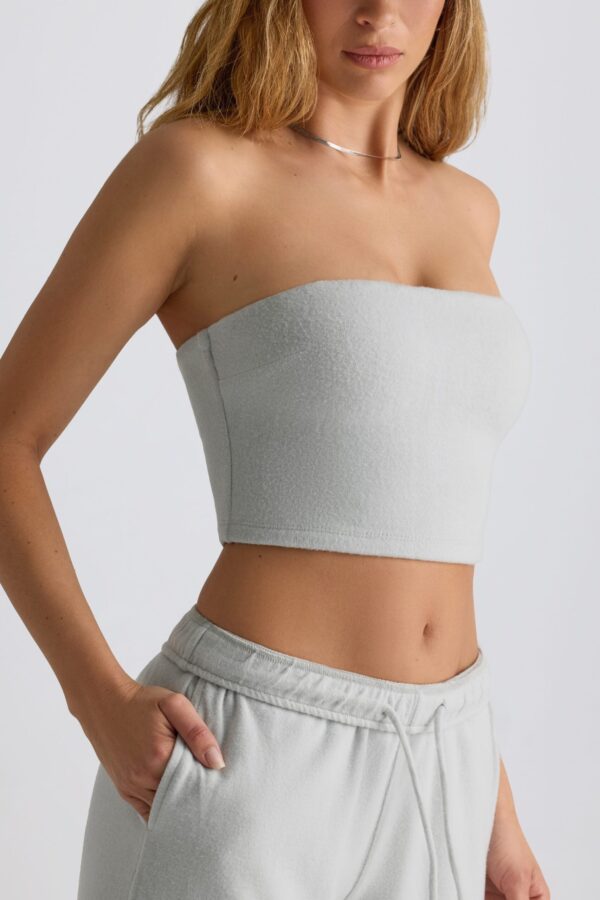 Brushed Jersey Bandeau Top in Fog Grey - Image 5