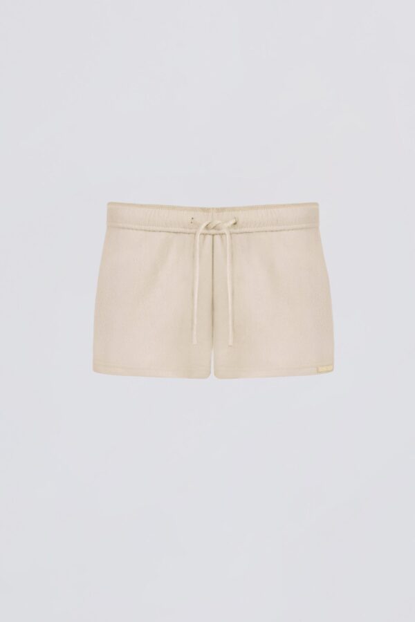 Brushed Jersey Elasticated Mini Shorts in Ecru - Image 2