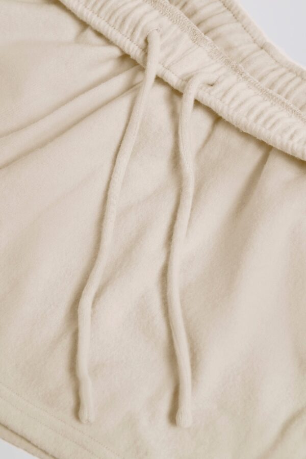 Brushed Jersey Elasticated Mini Shorts in Ecru - Image 3
