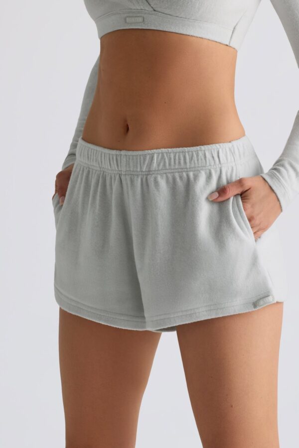 Brushed Jersey Elasticated Mini Shorts in Fog Grey - Image 5