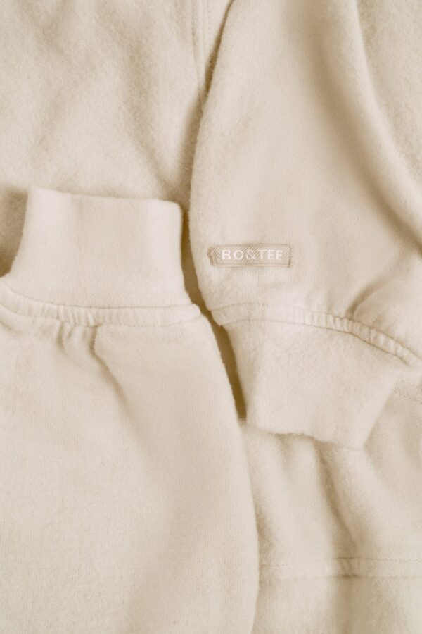 Brushed Jersey Hooded Cropped Shrug in Ecru - Image 3