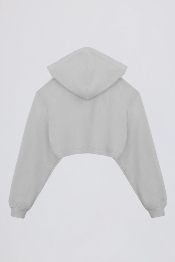 Brushed Jersey Hooded Cropped Shrug in Fog Grey - Image 3