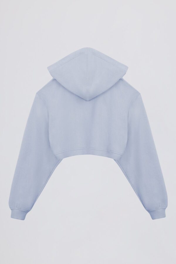 Brushed Jersey Hooded Cropped Shrug in Soft Blue - Image 3