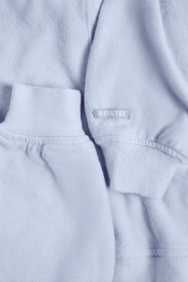 Brushed Jersey Hooded Cropped Shrug in Soft Blue - Image 4