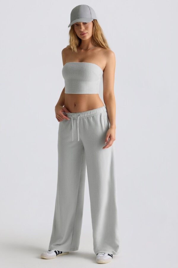 Brushed Jersey Wide-Leg Joggers in Fog Grey - Image 3