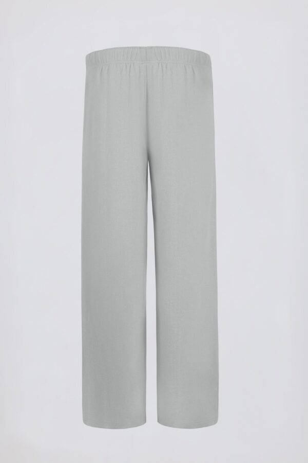 Brushed Jersey Wide-Leg Joggers in Fog Grey - Image 4