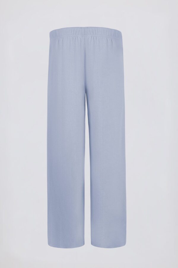 Brushed Jersey Wide-Leg Joggers in Soft Blue - Image 3