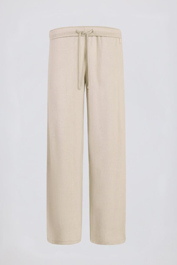 Petite Brushed Jersey Wide-Leg Joggers in Ecru - Image 2
