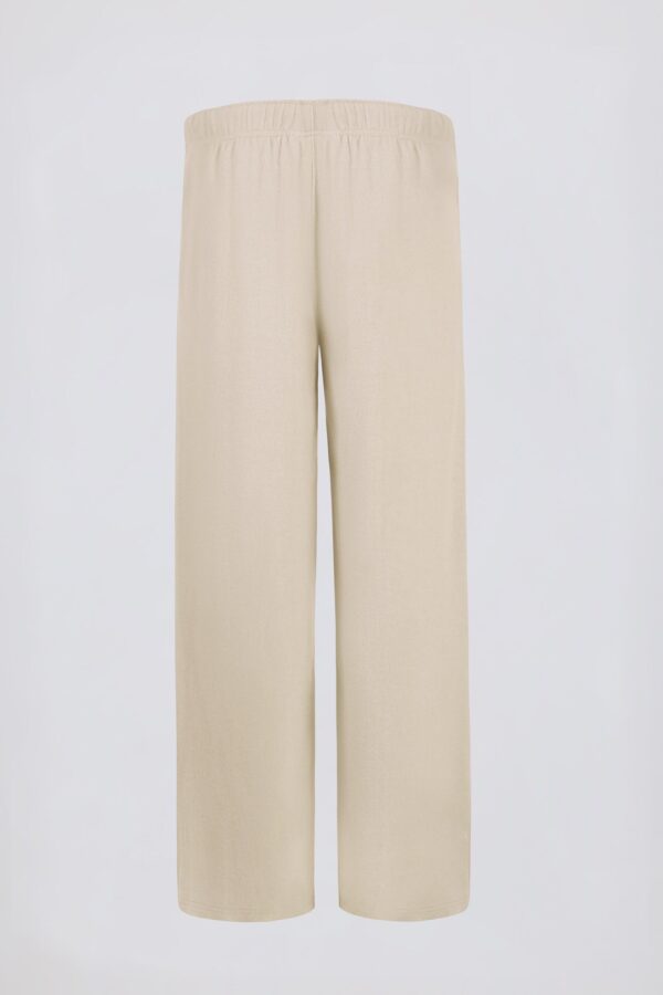 Petite Brushed Jersey Wide-Leg Joggers in Ecru - Image 4