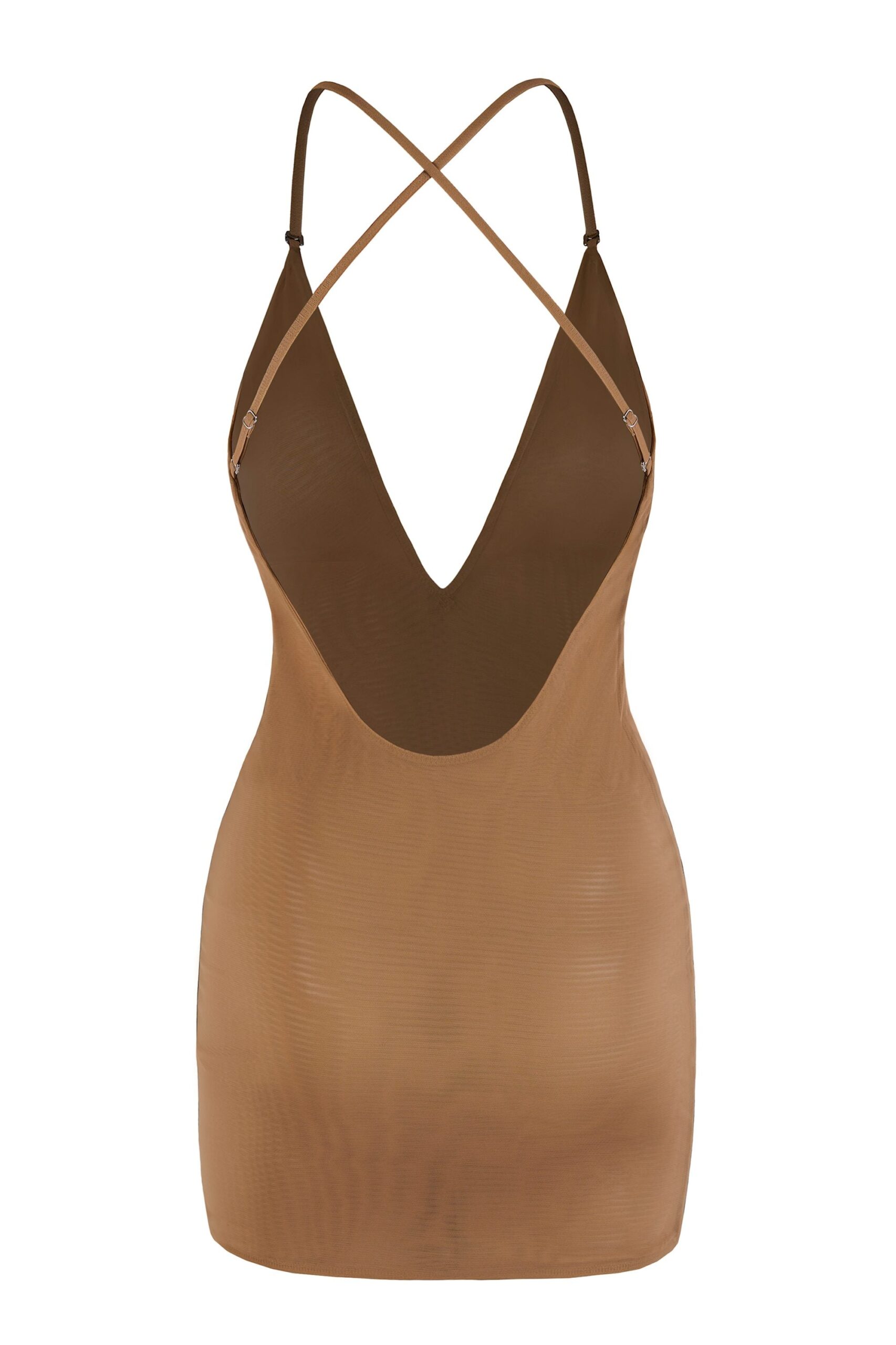 Intimates Soft Mesh Multiway Mini Dress in Almond - Image 4