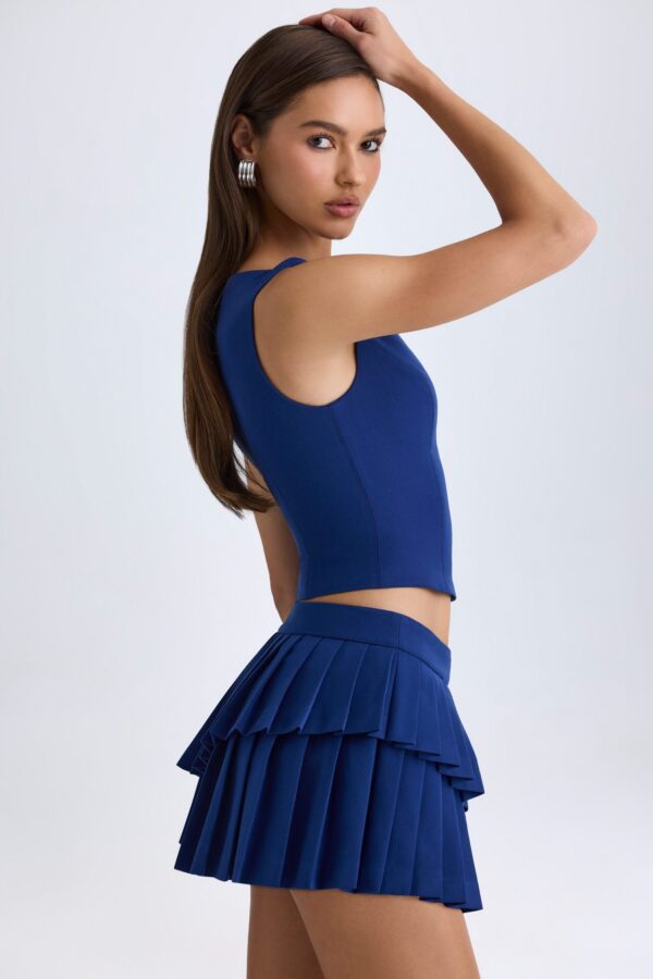 Open-Front Crop Top in True Navy - Image 4