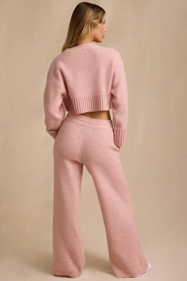 Mid-Rise Wide-Leg Joggers in Blush Pink - Image 3