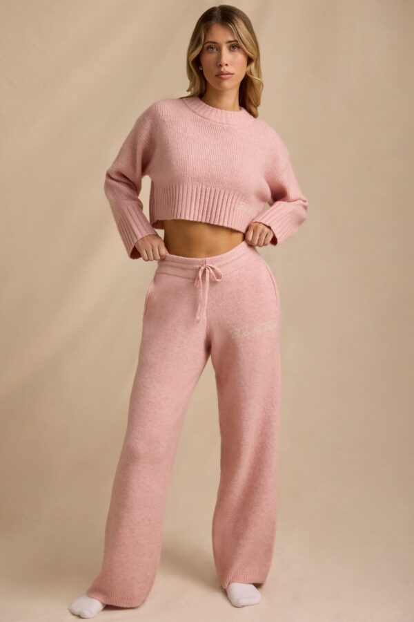 Mid-Rise Wide-Leg Joggers in Blush Pink - Image 7