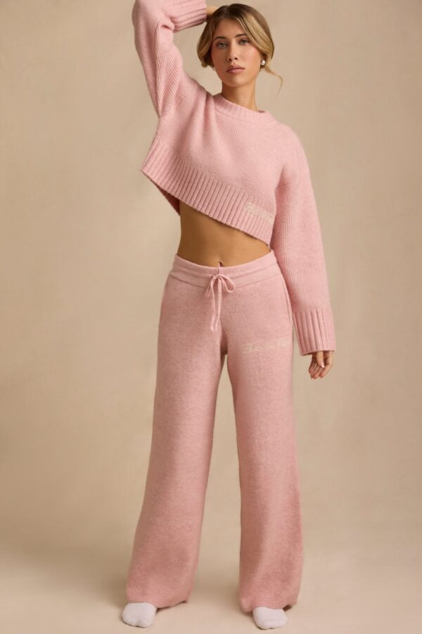 Mid-Rise Wide-Leg Joggers in Blush Pink - Image 8