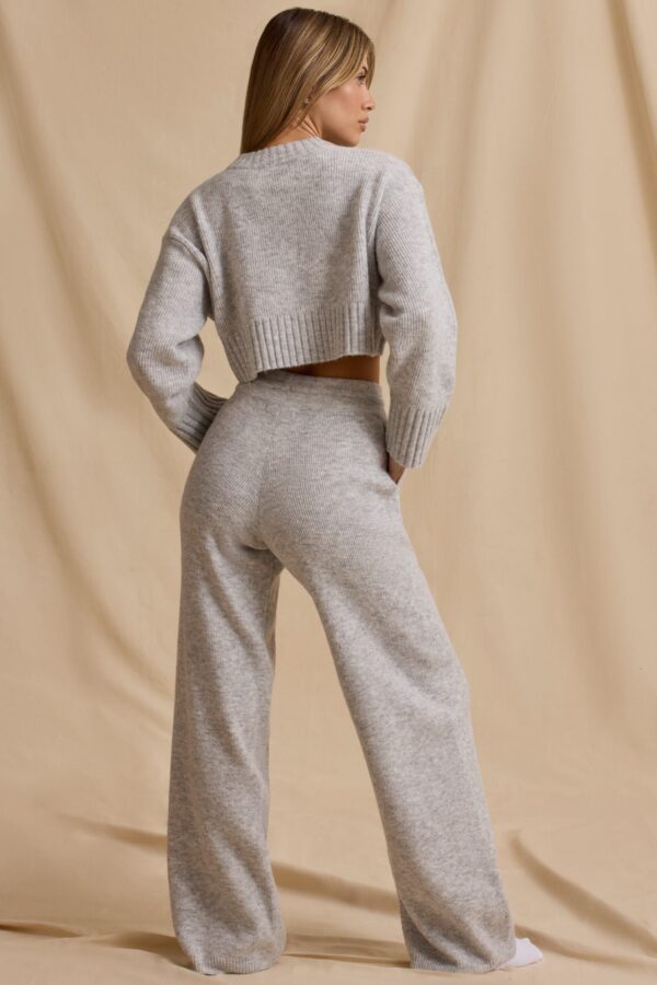 Mid-Rise Wide-Leg Joggers in Ice Marl - Image 2
