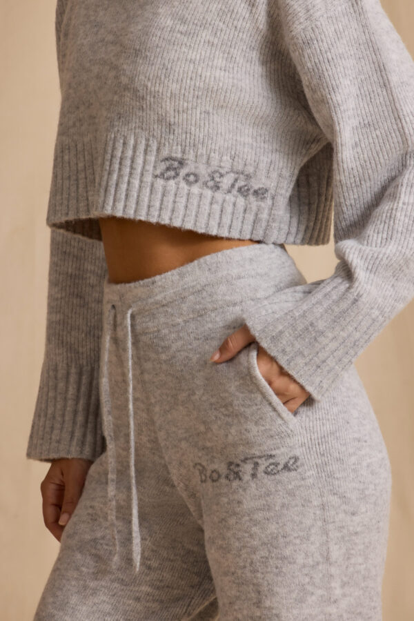 Mid-Rise Wide-Leg Joggers in Ice Marl - Image 4