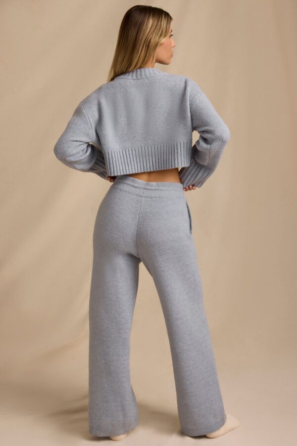 Mid-Rise Wide-Leg Joggers in Soft Blue - Image 3