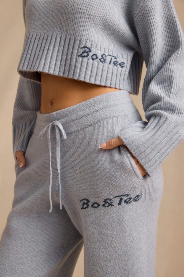 Mid-Rise Wide-Leg Joggers in Soft Blue - Image 5