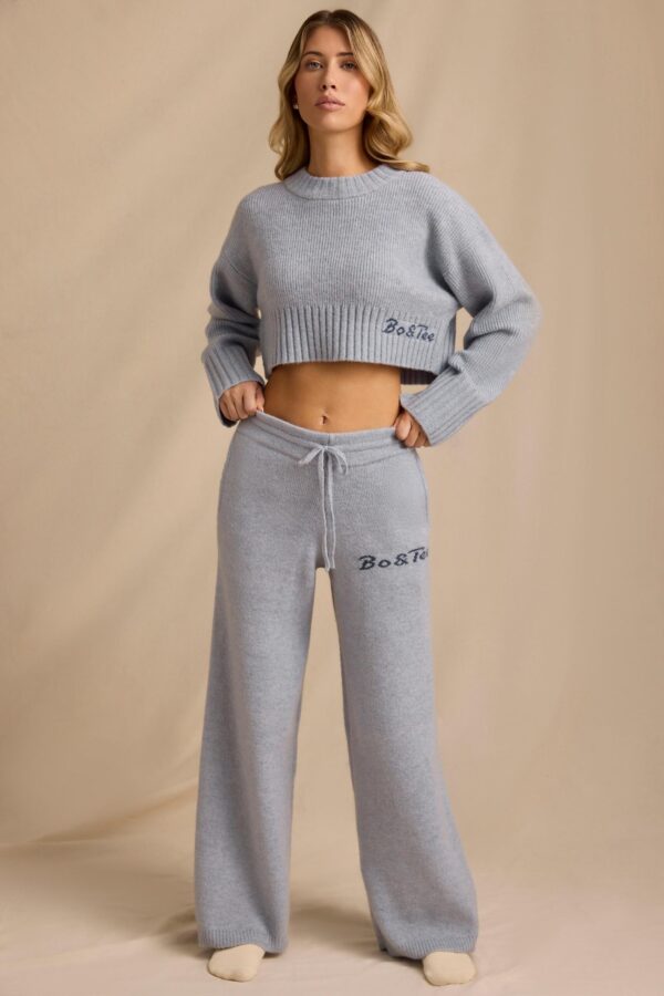 Mid-Rise Wide-Leg Joggers in Soft Blue - Image 7