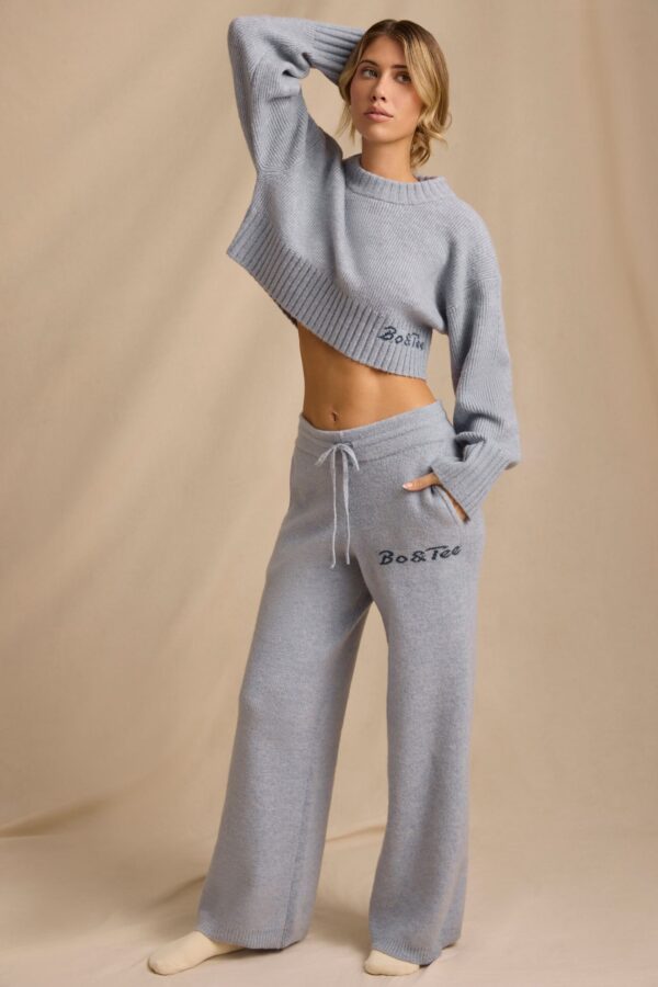 Mid-Rise Wide-Leg Joggers in Soft Blue - Image 8