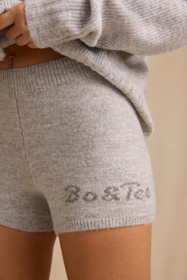 Mid-Rise Knit Mini Shorts in Ice Marl - Image 4