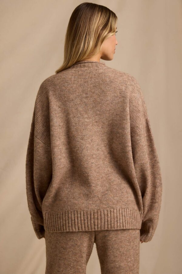 Oversized Knit Jumper in Brown Marl - Image 2