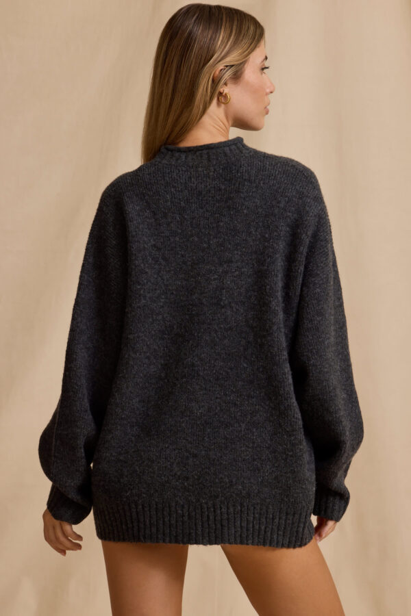 Oversized Knit Jumper in Charcoal Marl - Image 2