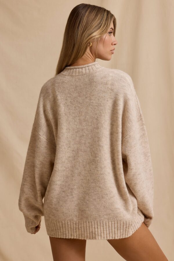 Oversized Knit Jumper in Cream Marl - Image 2