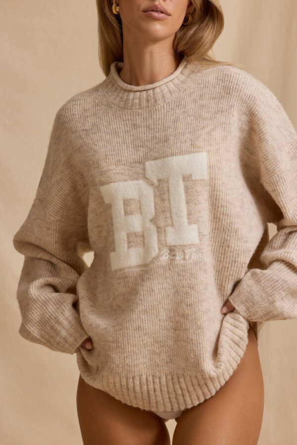 Oversized Knit Jumper in Cream Marl - Image 4