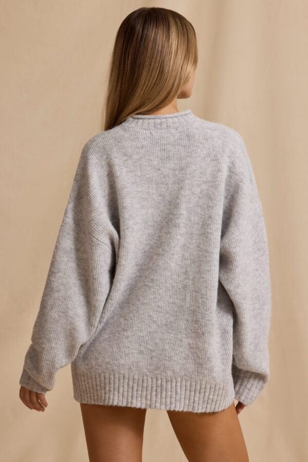 Oversized Knit Jumper in Ice Marl - Image 2