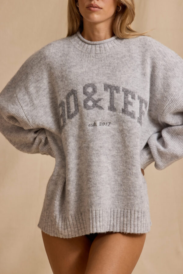 Oversized Knit Jumper in Ice Marl - Image 4