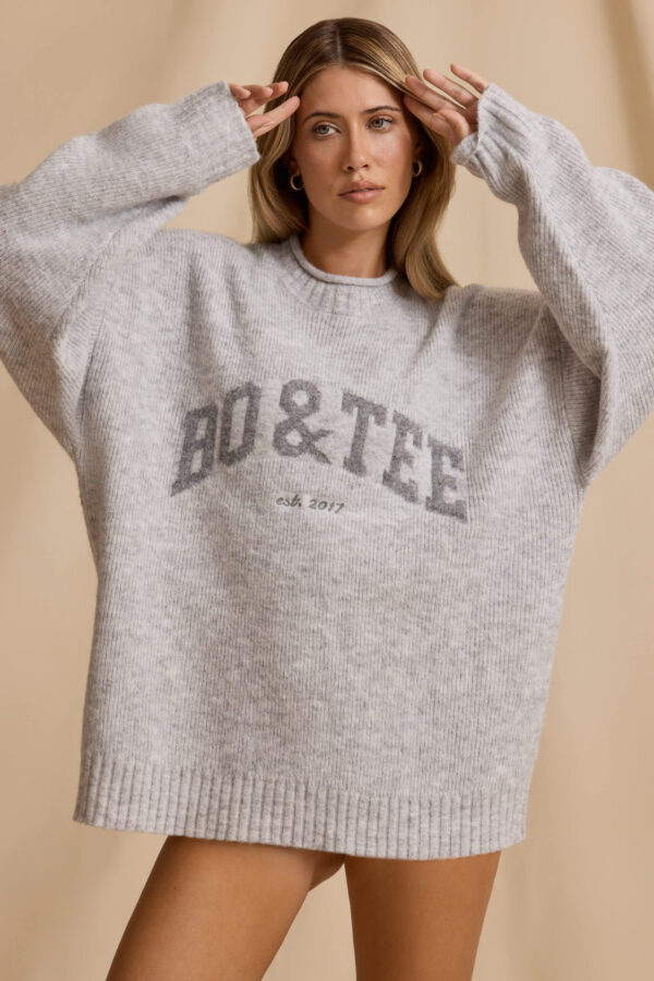 Oversized Knit Jumper in Ice Marl - Image 5