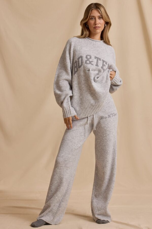 Oversized Knit Jumper in Ice Marl - Image 8