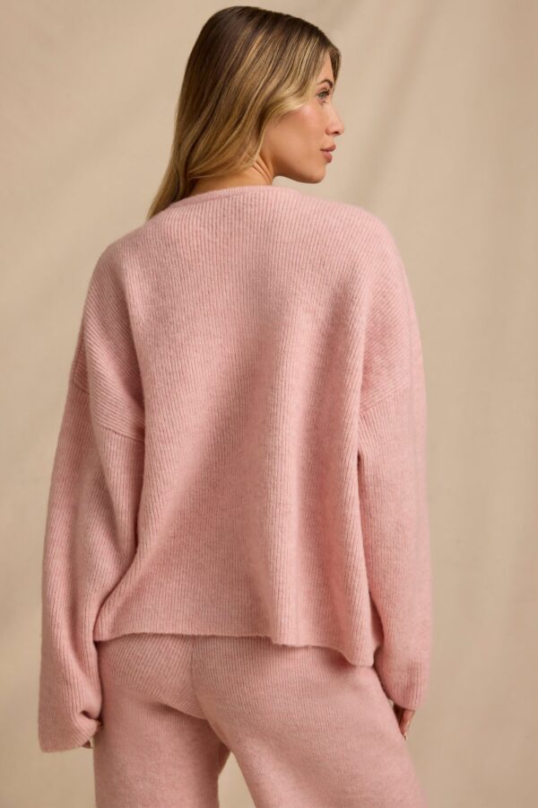 Oversized Zip-Up Cardigan in Blush Pink - Image 2