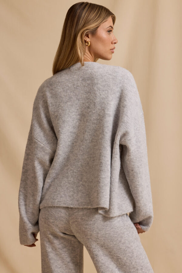 Oversized Zip-Up Cardigan in Ice Marl - Image 2