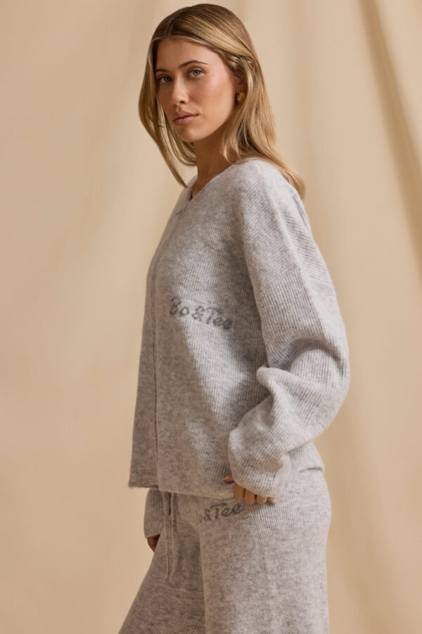 Oversized Zip-Up Cardigan in Ice Marl - Image 3
