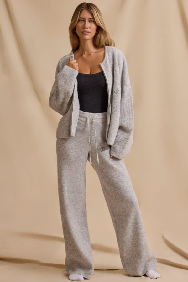 Oversized Zip-Up Cardigan in Ice Marl - Image 5