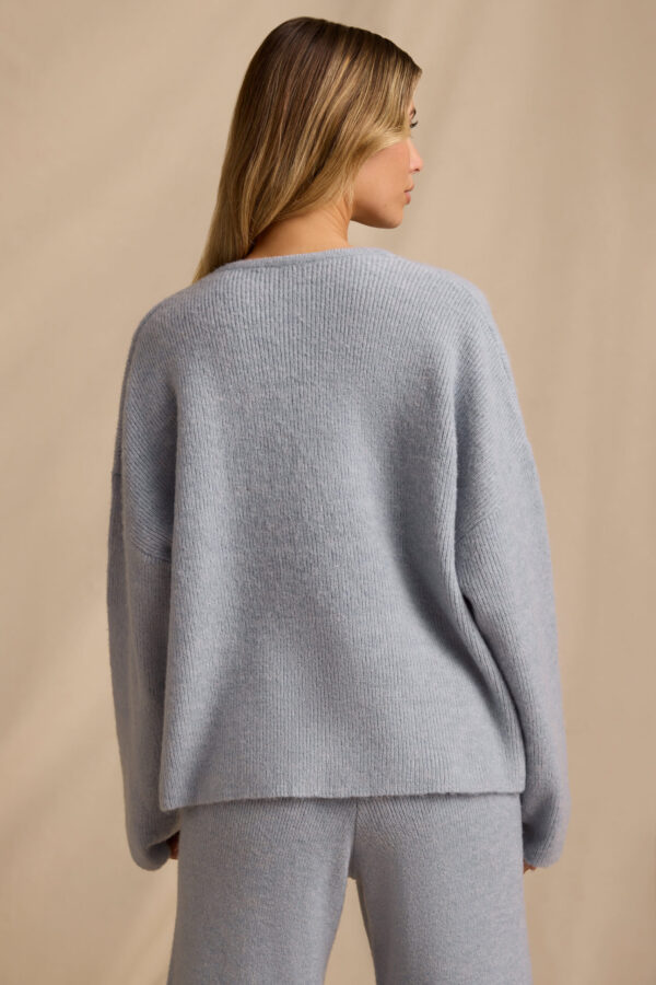 Oversized Zip-Up Cardigan in Soft Blue - Image 2
